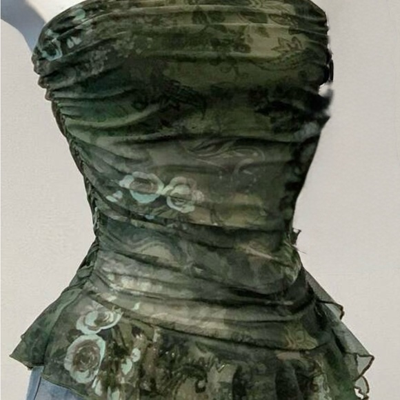 SHEIN Tops - New SHEIN Green Strapless Top size large